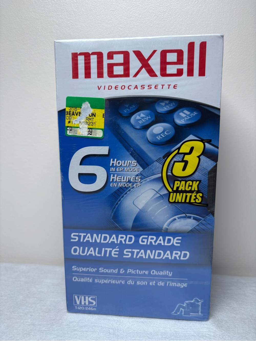 Maxell VHS T-120 246M Standard Grade 6 Hour Blank VHS Tapes 3-Pack SEALED NEW